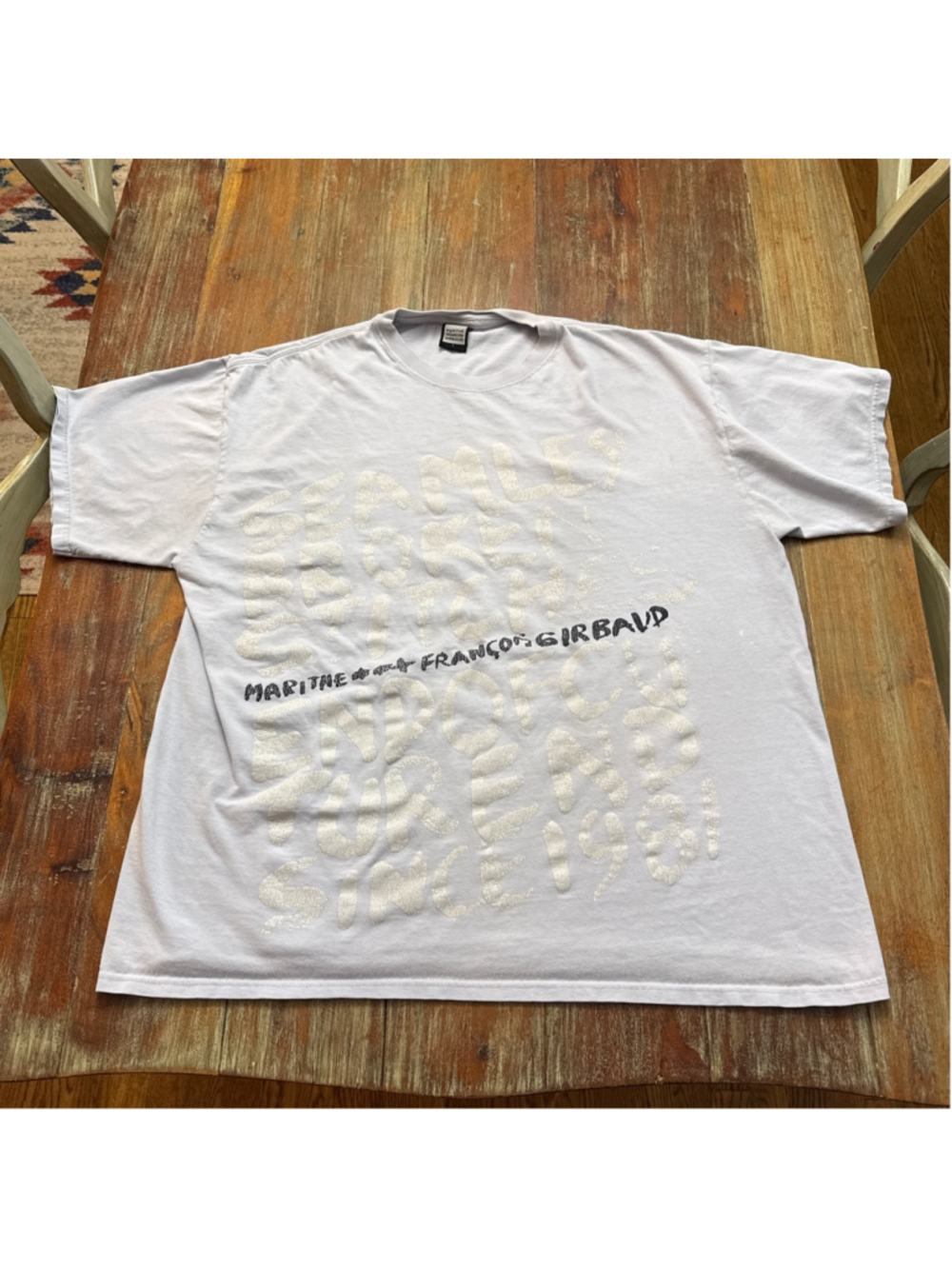 Vintage Marithe Francois Girbaud Graphic T Shirt Mens L Gray Puff Print Y2K